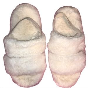 white fluffy slippers